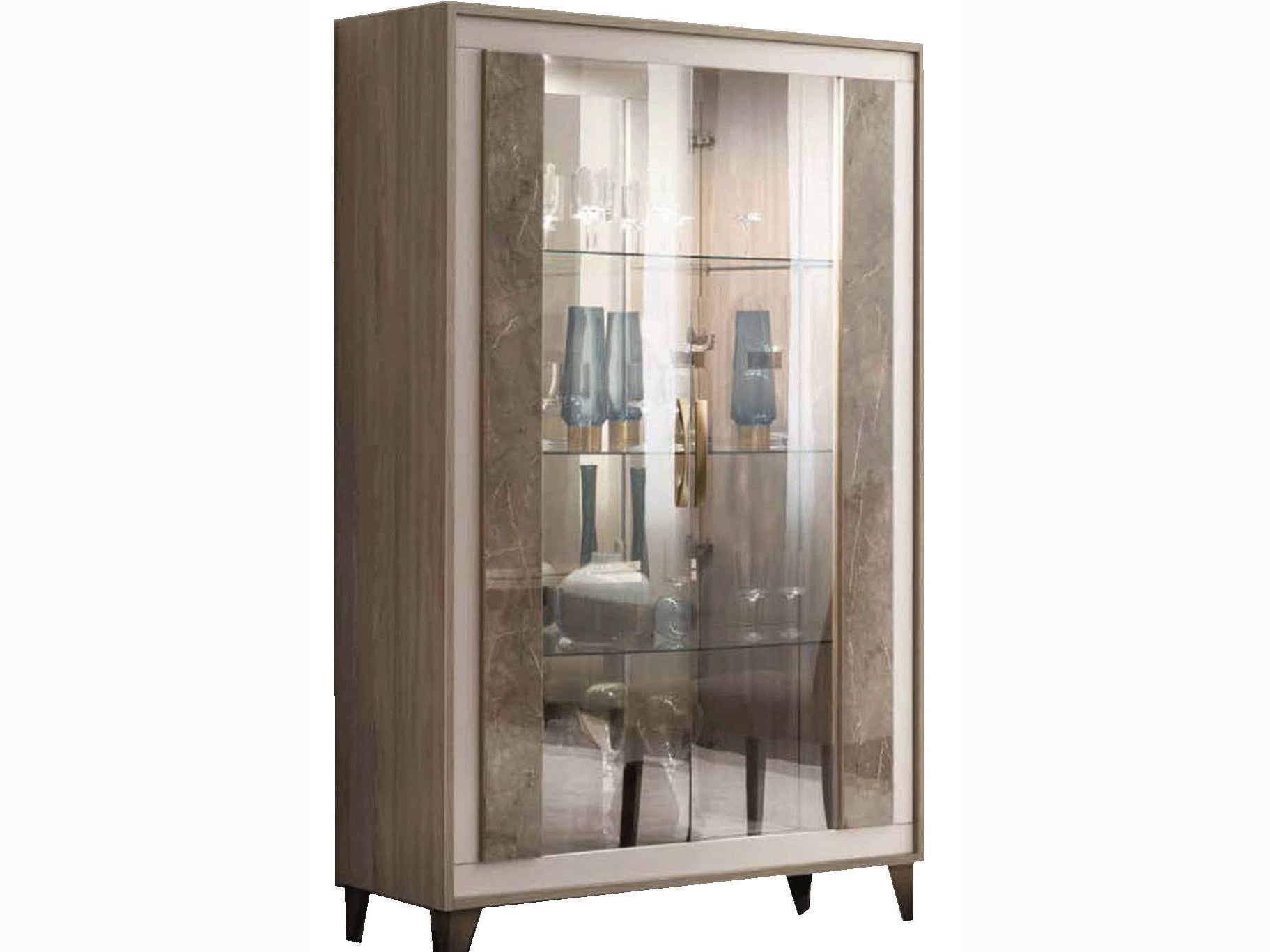ArredoAmbra - 2 Door Glass Cabinet - Light Brown