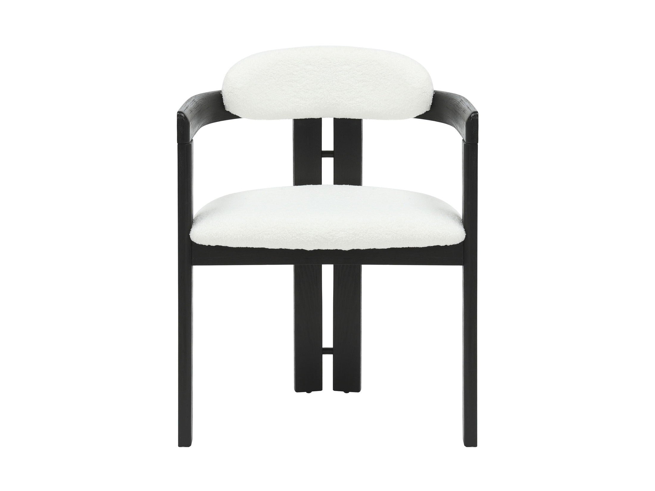 Jazmin - Curved Back Wood Dining Chair With Boucle Fabric Seat Set