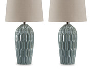 Hadbury - Ceramic Table Lamp (Set of 2) - Pale Blue / Teal