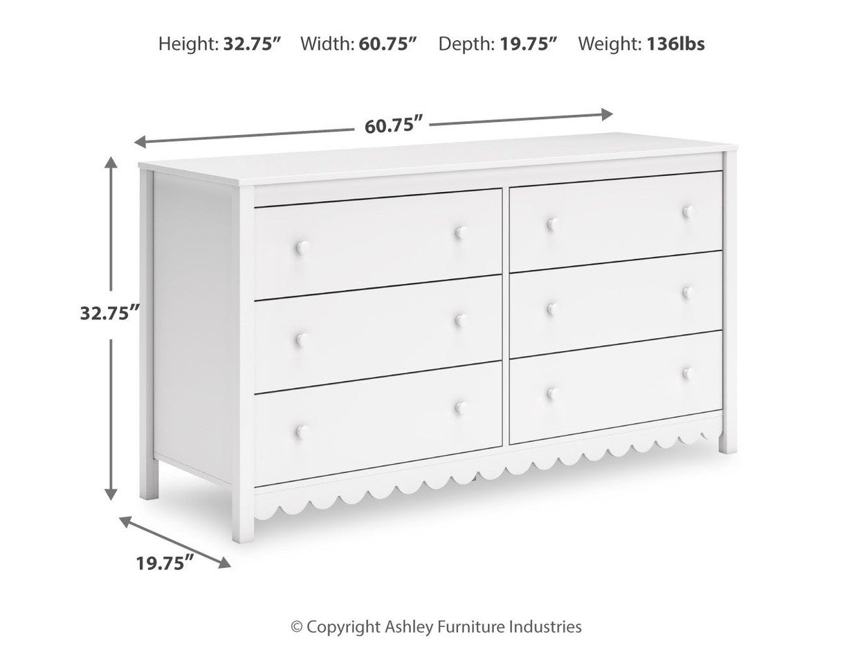 Hallityn - Six Drawer Dresser - White