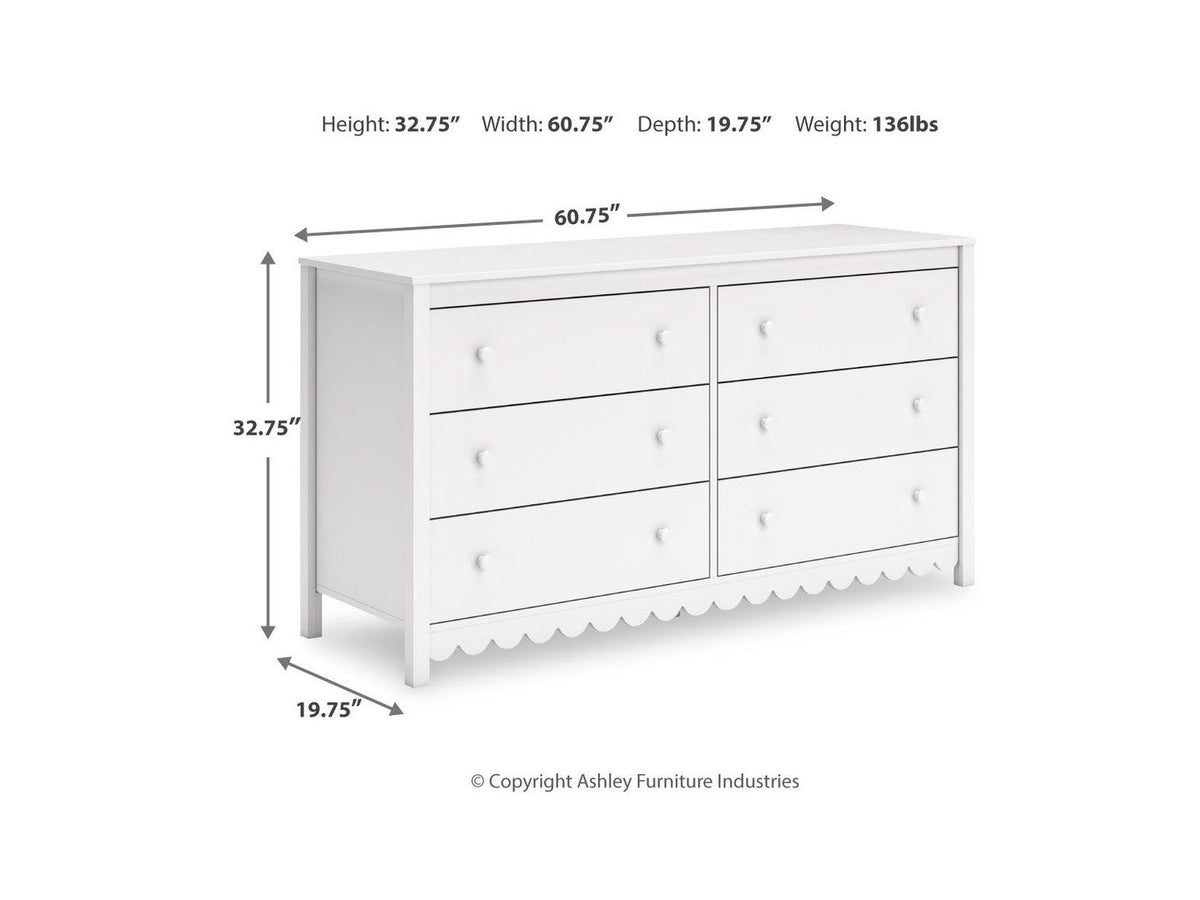 Hallityn - Six Drawer Dresser - White