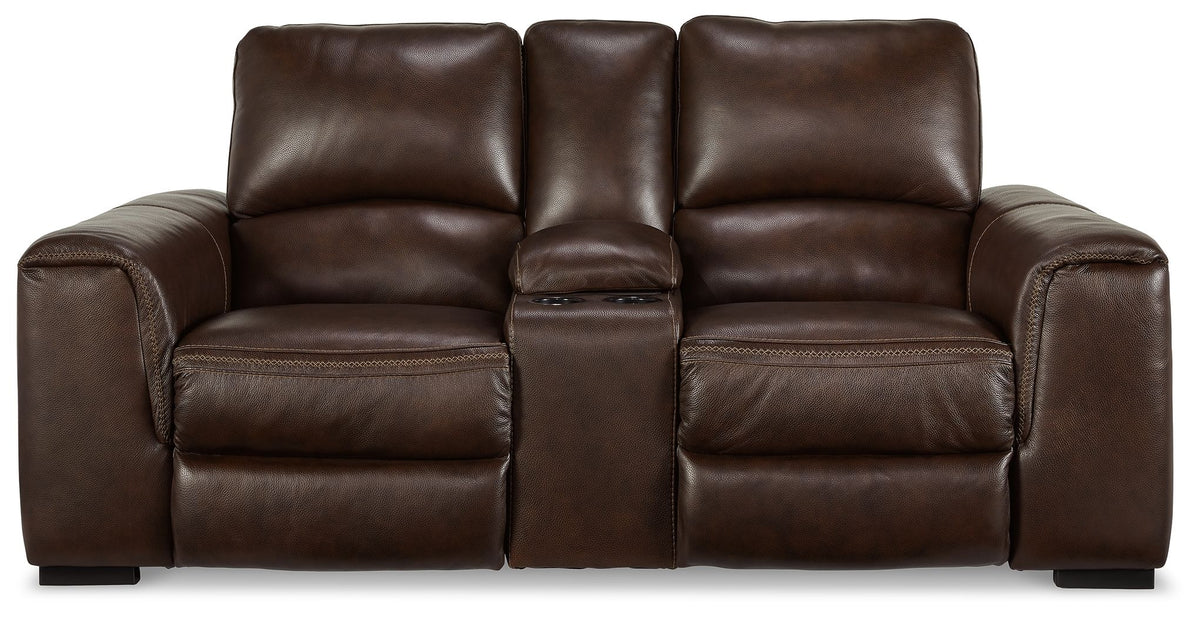 Brown leather sofa on a white background