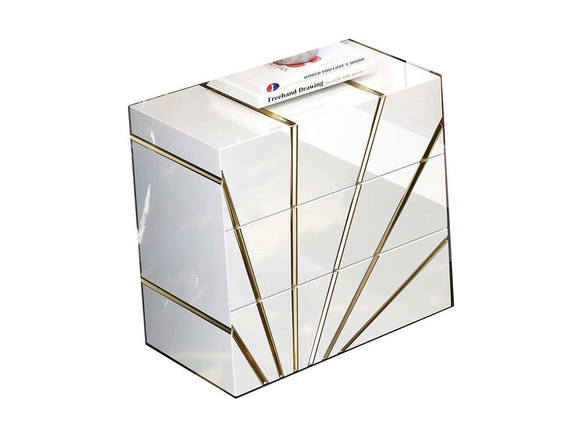 Oro - Nightstand 3 Drawers - White