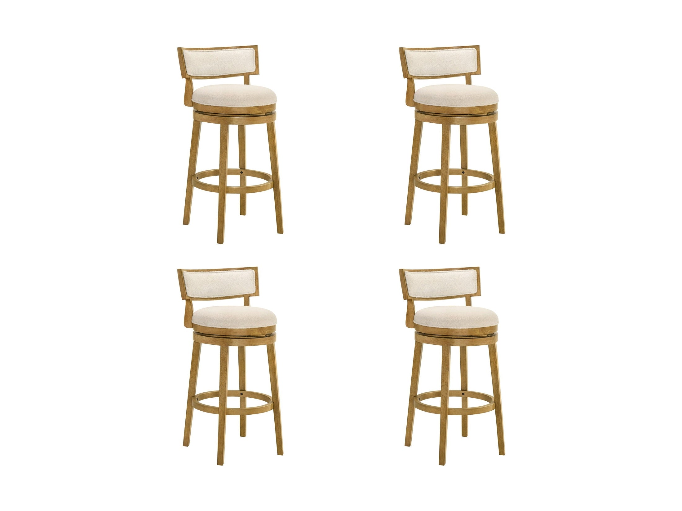 Noely - Modern Farmhouse Swivel Wood Bar Height Kitchen Bar Stool