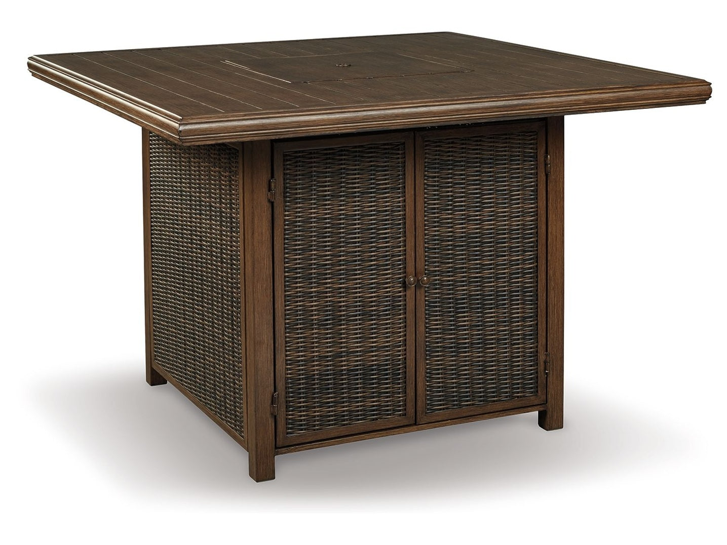Paradise Trail - Square Bar Table w/Fire Pit - Medium Brown