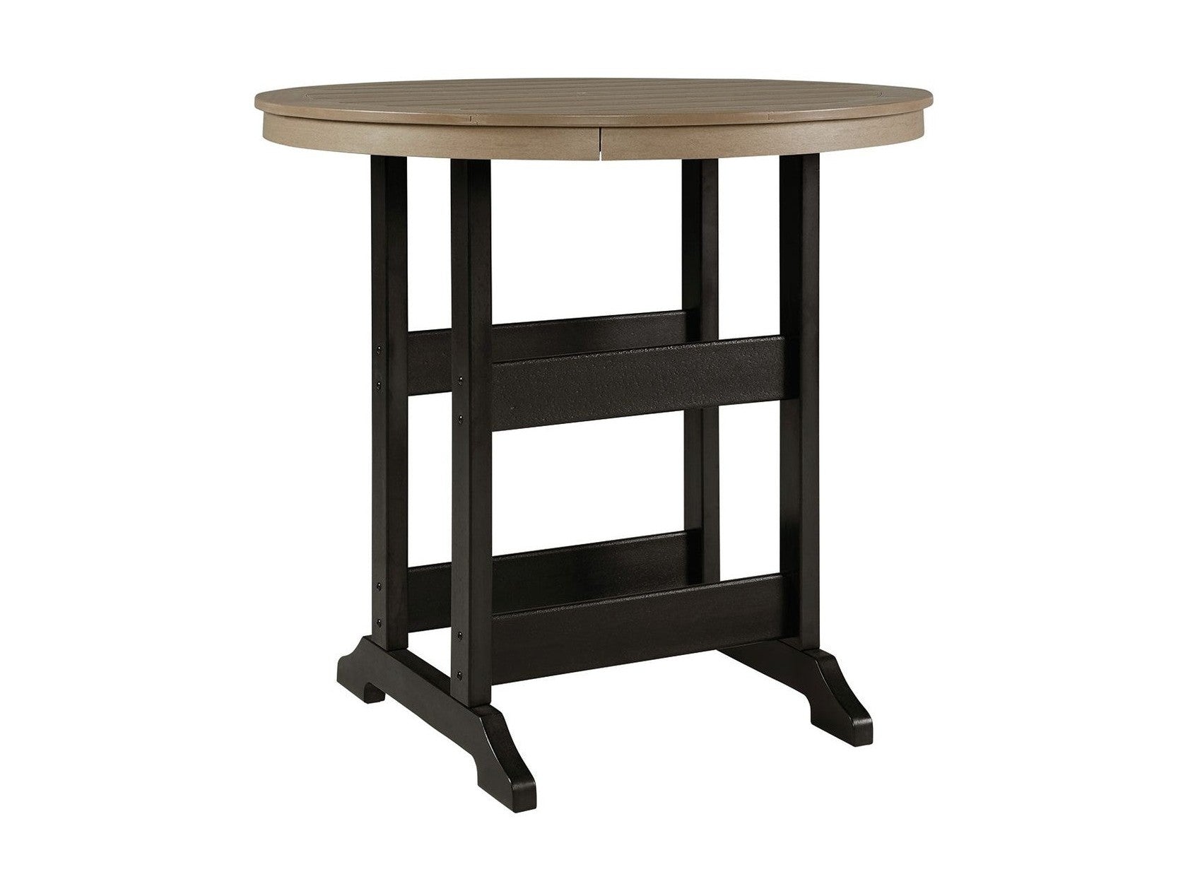 Fairen Trail - Round Bar Table w/Umb OPT - Black / Driftwood