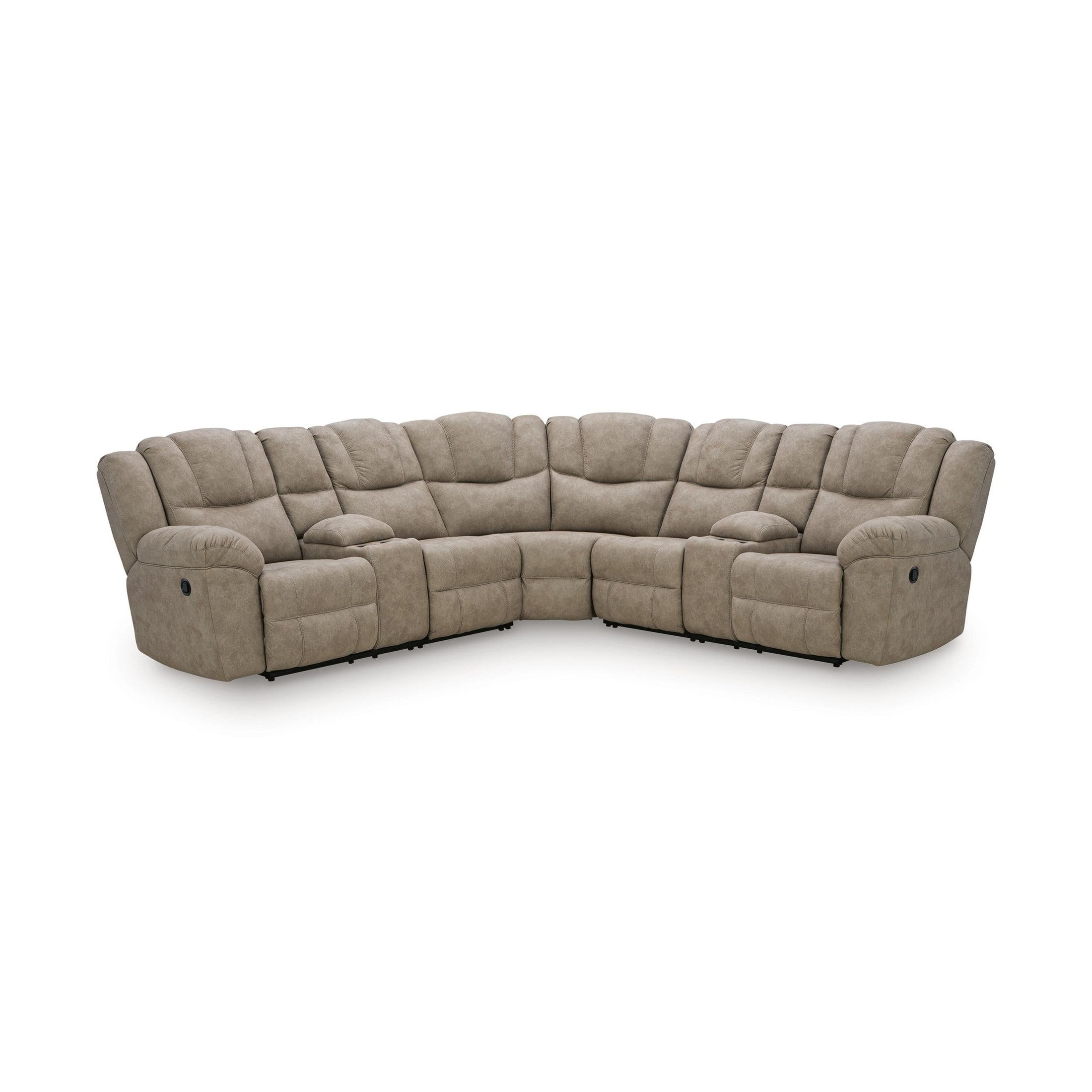 Beige sectional sofa on a white background
