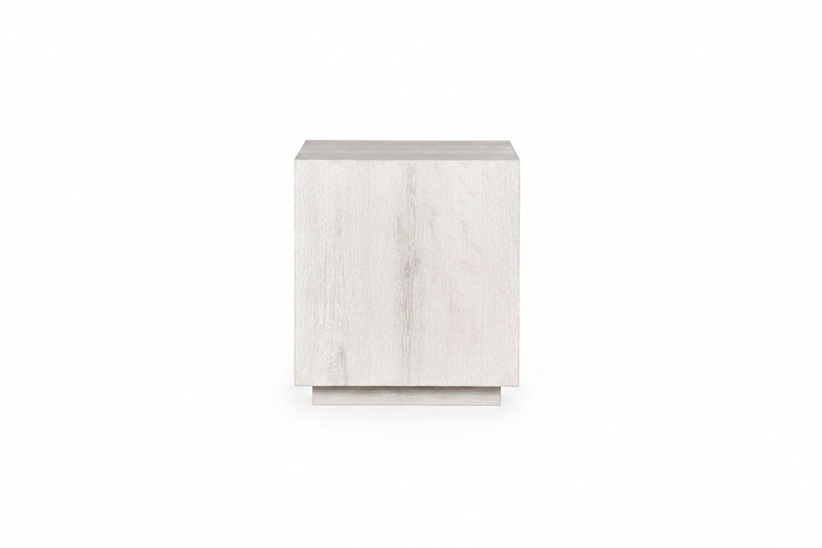 White wooden side table on a white background