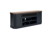 Landocken - XL TV Stand W/Fireplace Option - Brown / Blue