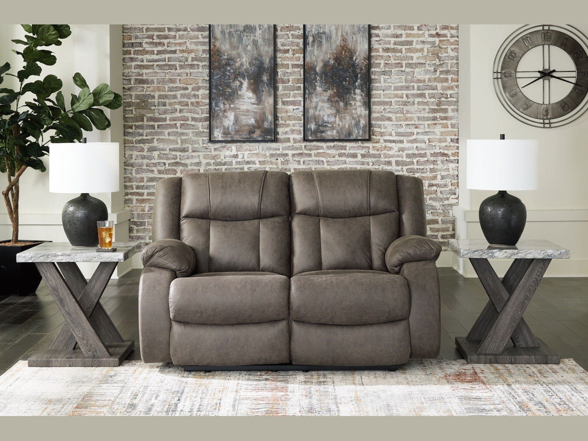 First Base - Reclining Loveseat - Gunmetal