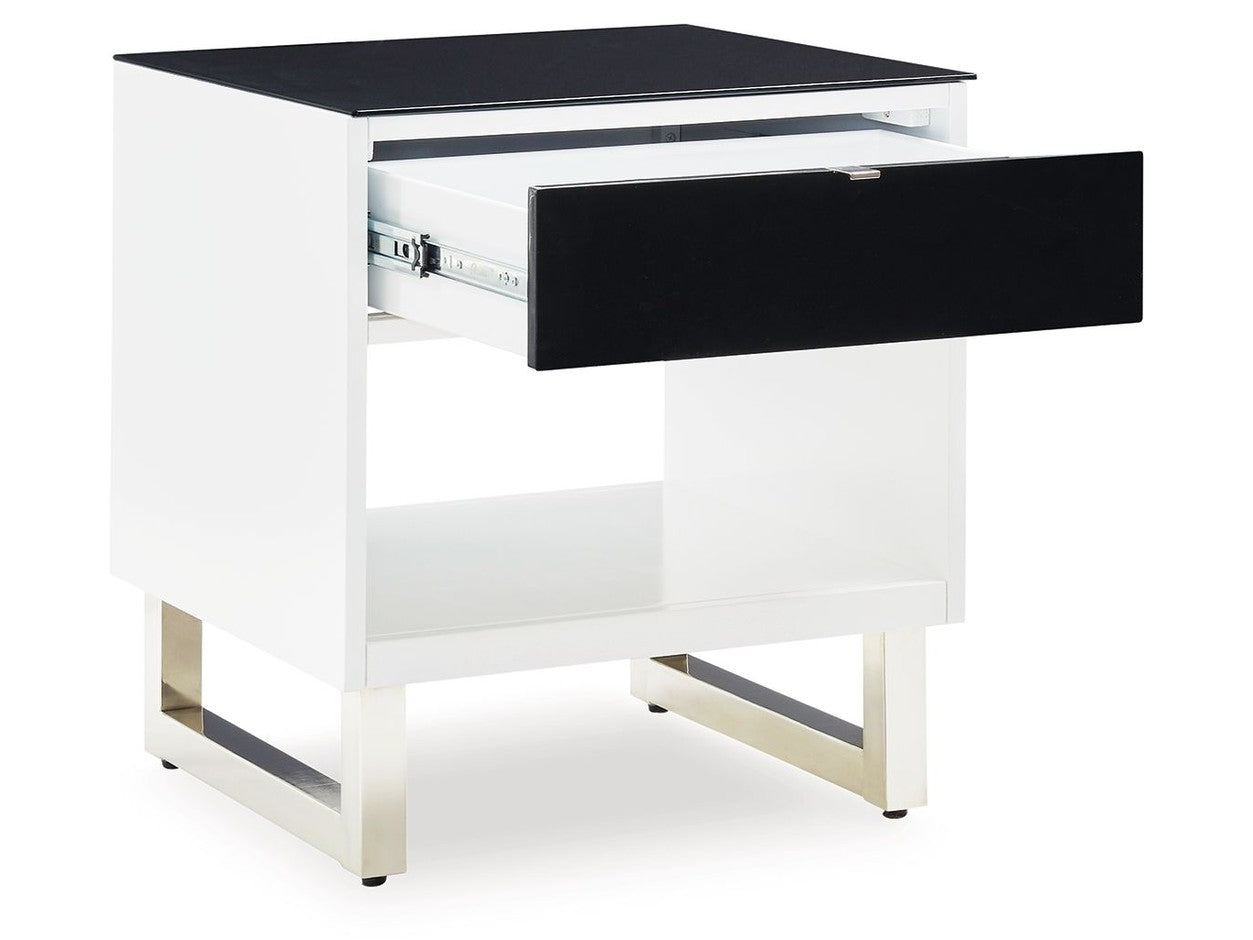 Gardoni - Rectangular End Table - White / Black
