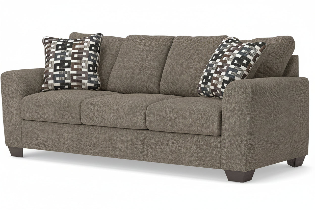 Triston-Peaks sofa with patterned cushions on a white background