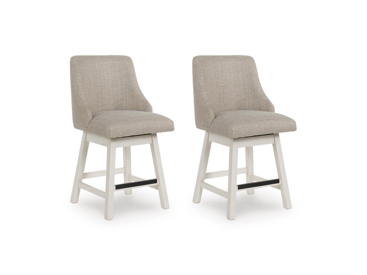 Robbinsdale - Upholstered Swivel Curved Back Barstool (Set of 2) - Antique White