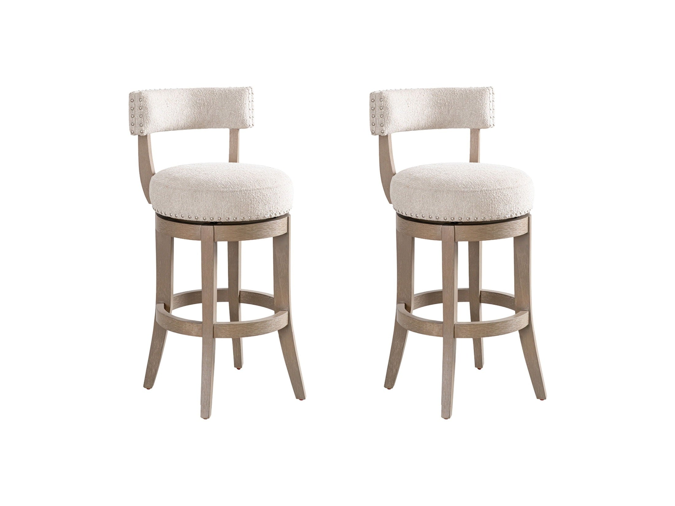 Mystic - Solid Wood Upholstered 30" Bar Height Swivel Barstool