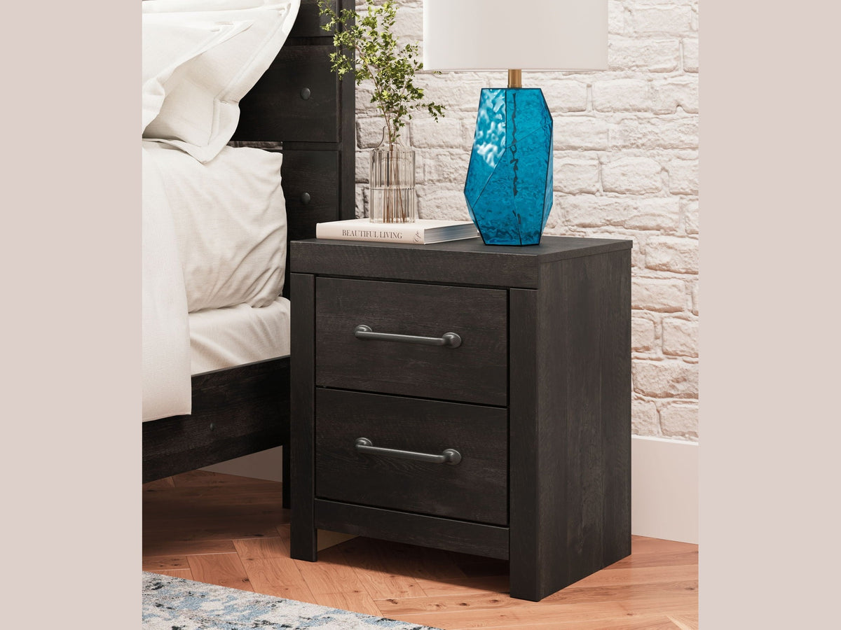 Hollivern - Two Drawer Night Stand - Dark Gray