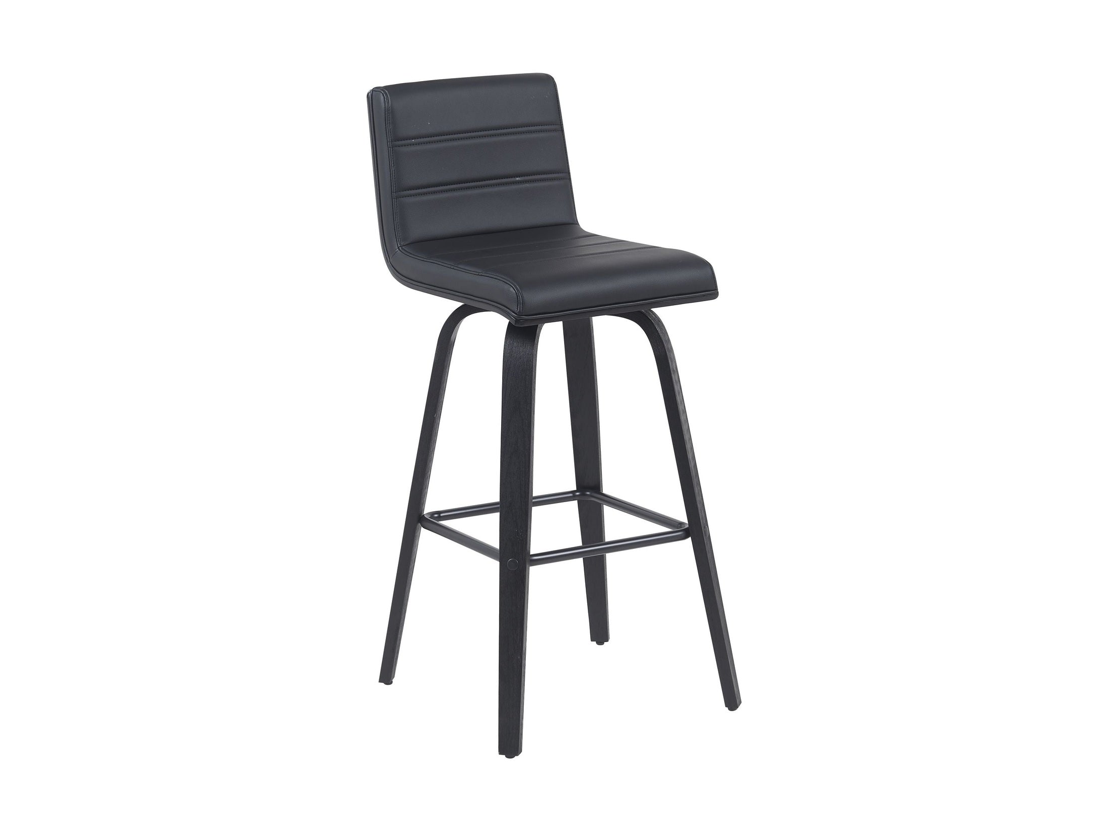 Vienna - Modern Swivel Bar Height Stool - Black Brushed Wood Frame