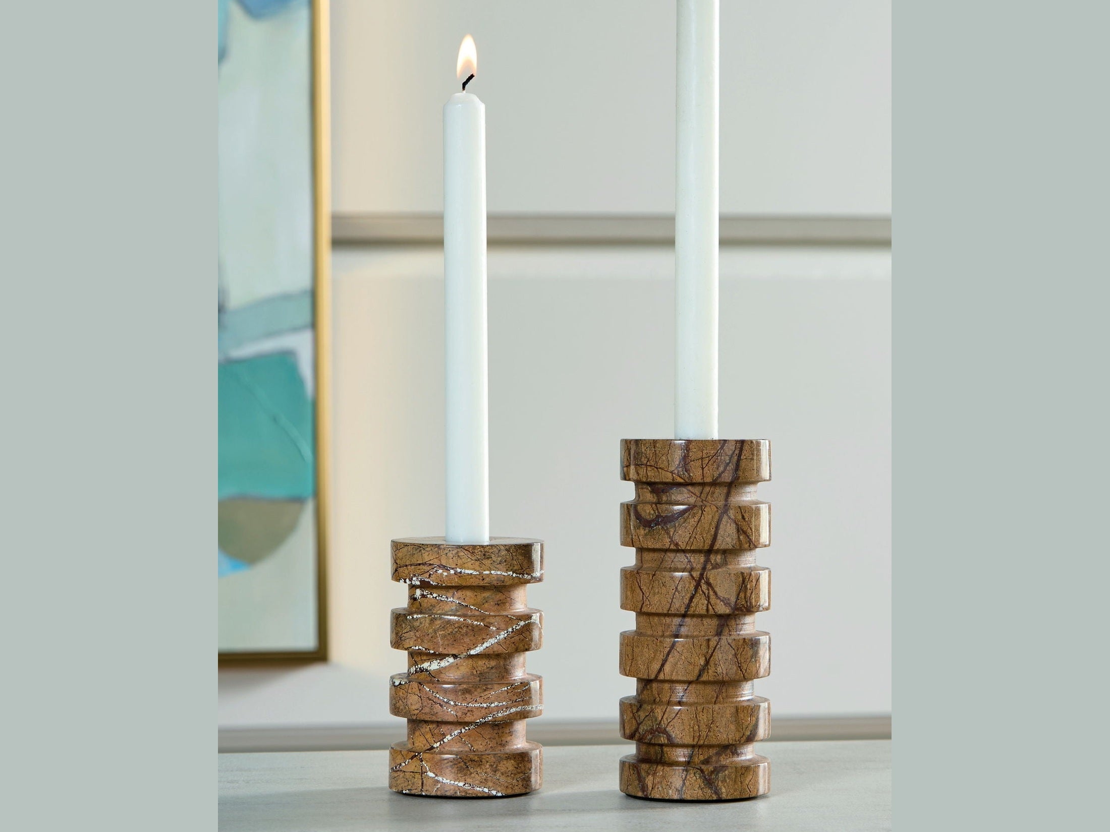 Emsleyfield - Candle Holder Set (Set of 2) - Tan