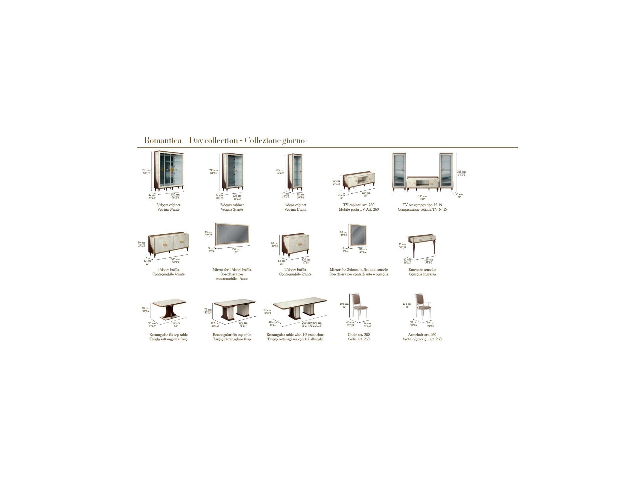 Romantica - 3 Door China - Light Beige / Brown Walnut