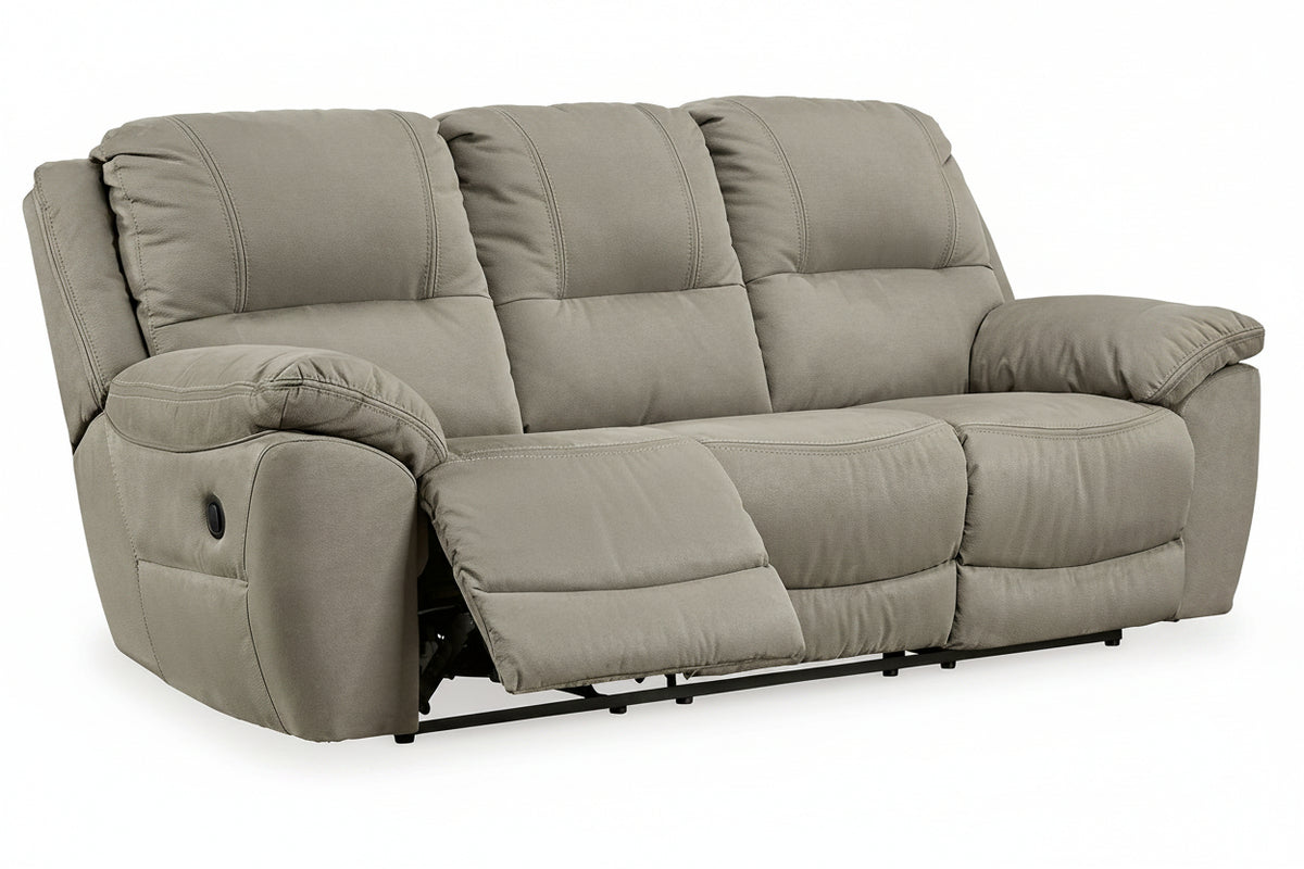 Gray reclining sofa on a white background