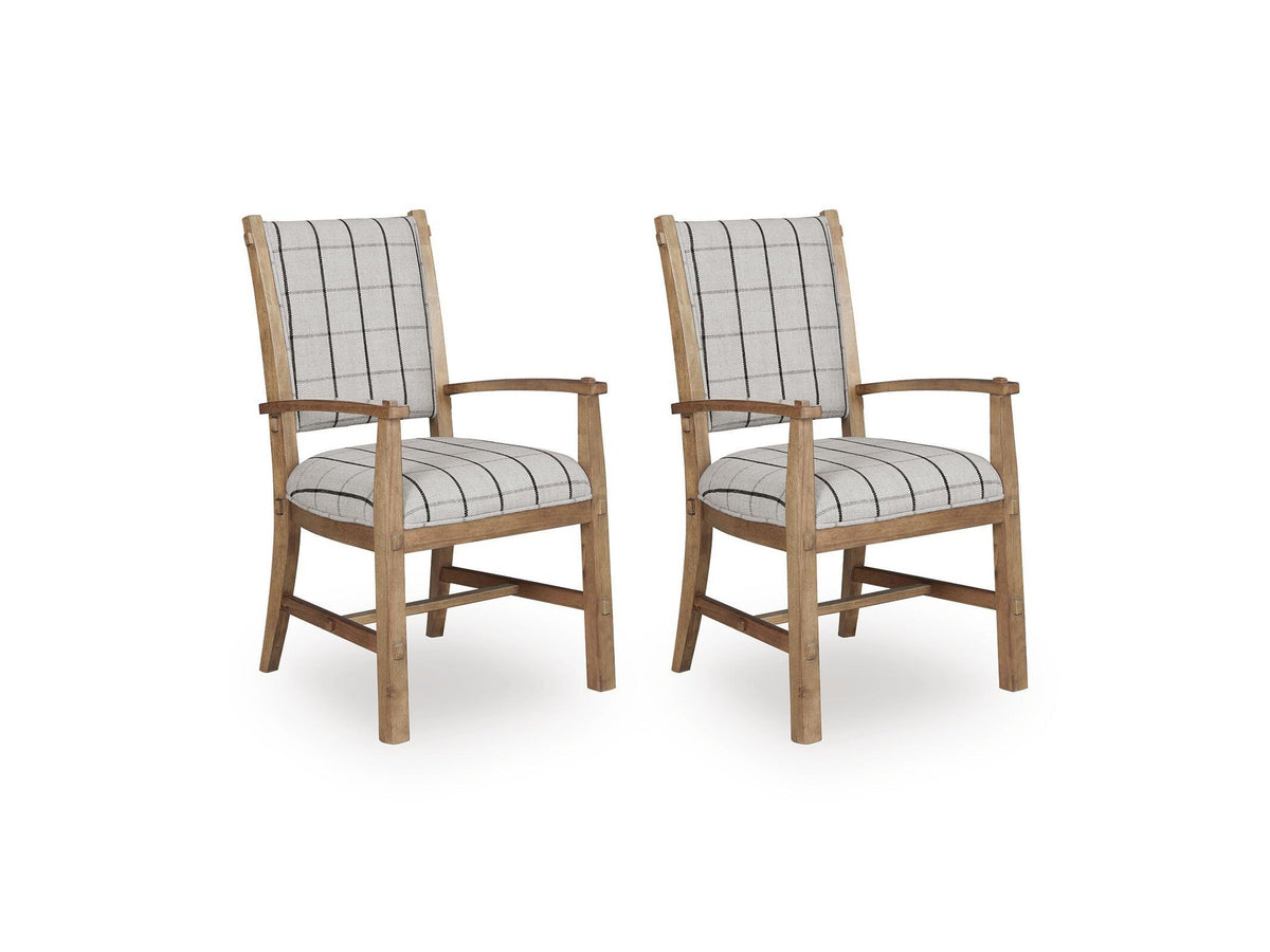 Ridgester - Dining Upholstered Arm Chair (Set of 2) - Light Brown
