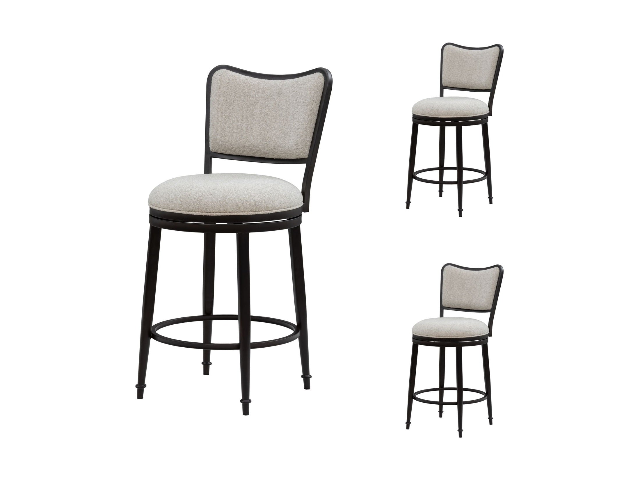 Baxter - Steel Frame Fabric Upholstered Swivel Counter Height Barstool