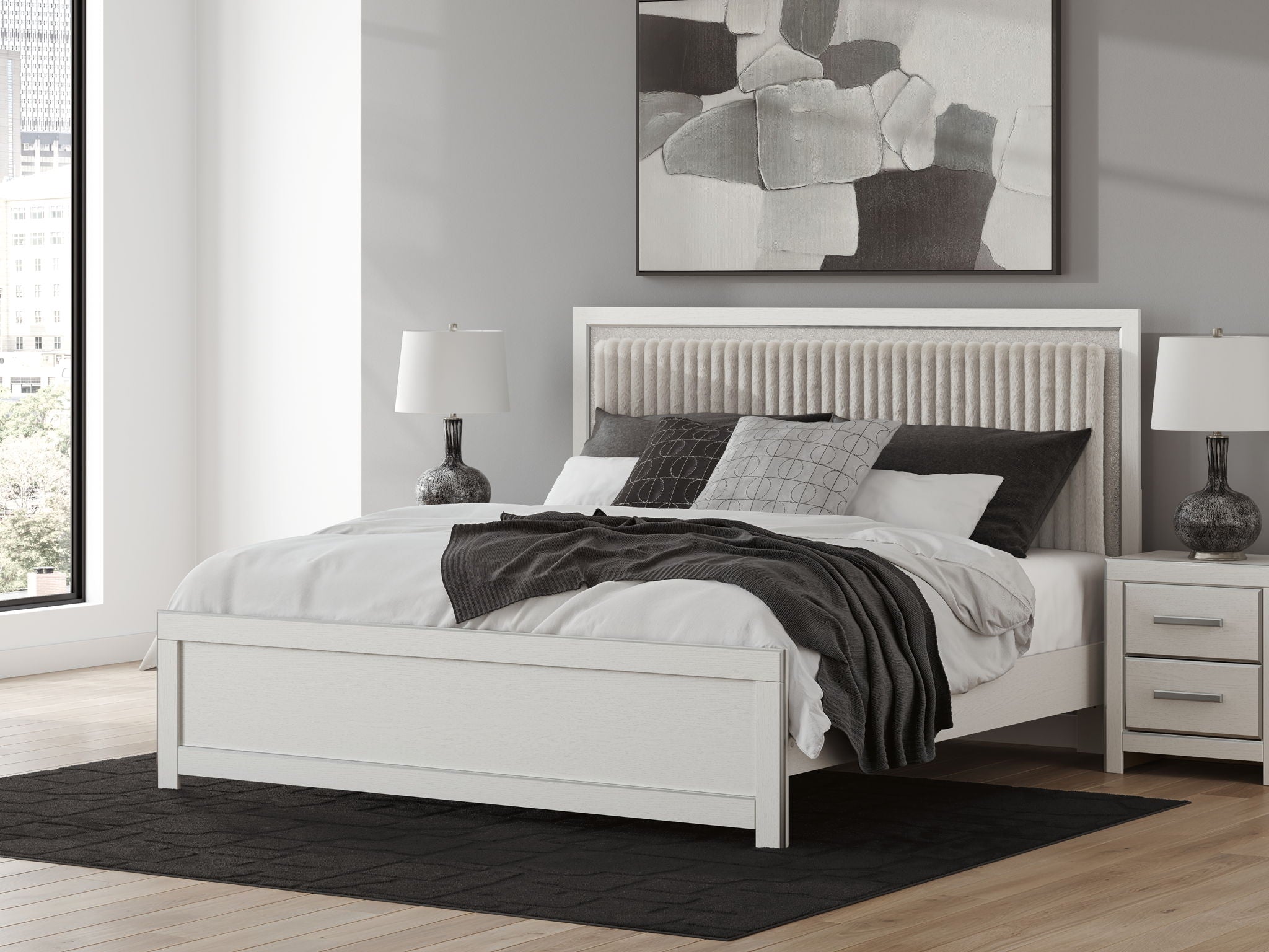 Birmonton - Upholstered Panel Bed With Roll Slats