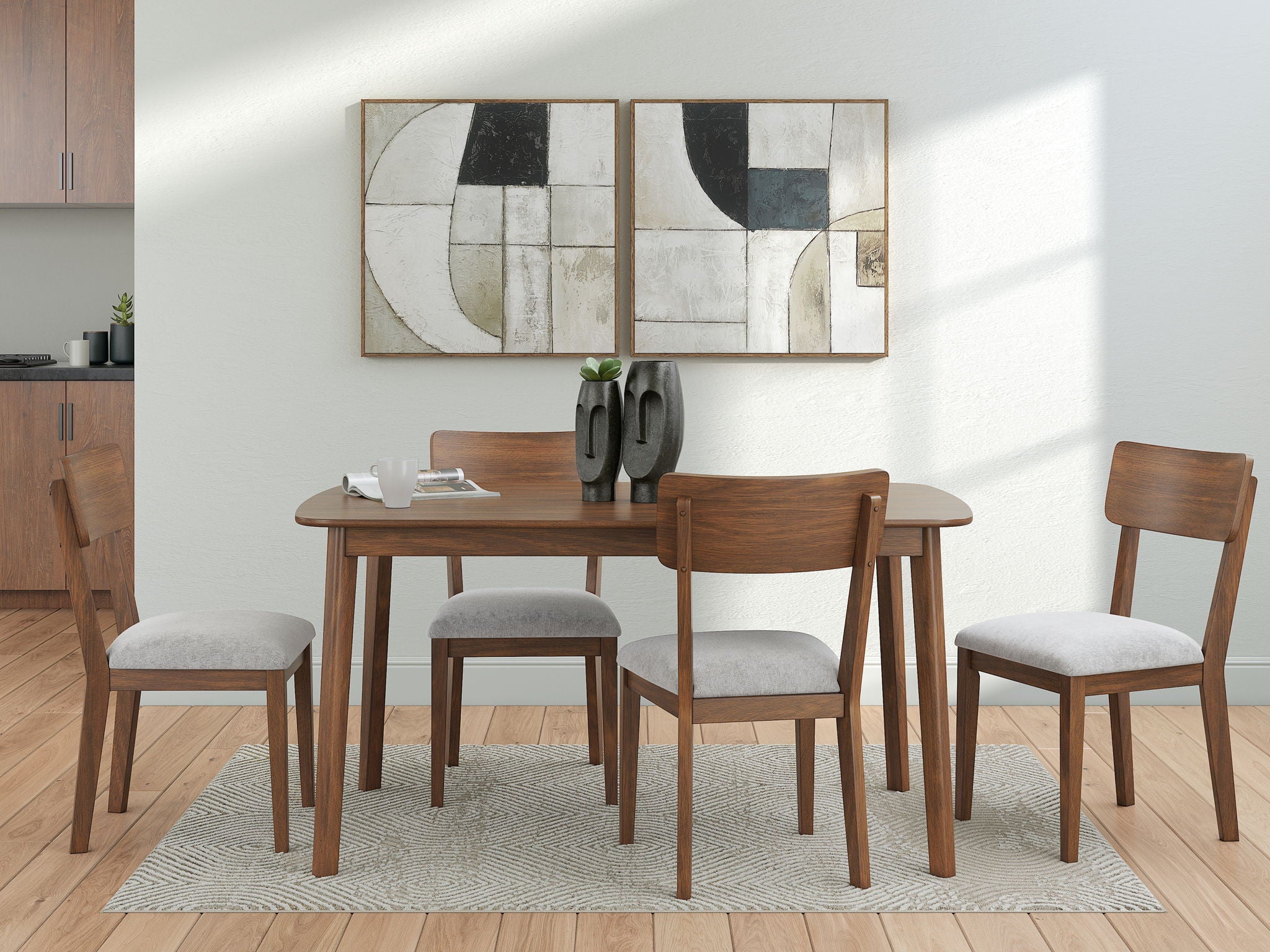 Lyncott - Dining Room Table Set (Set of 5) - Brown