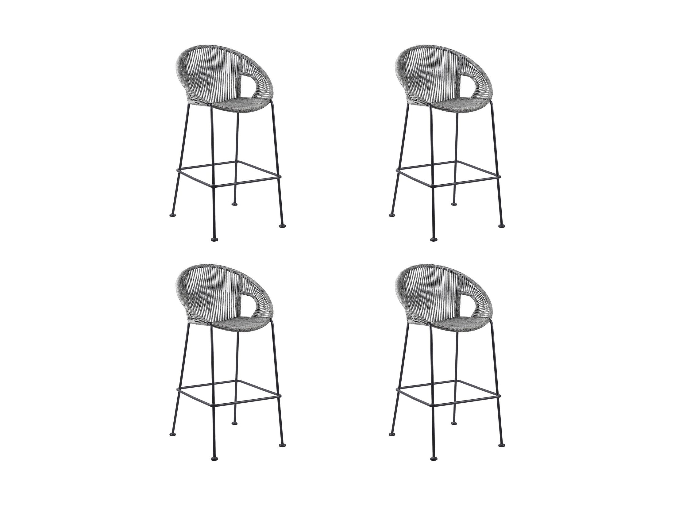 Acapulco - Indoor Outdoor Steel Bar Stool With Rope Set