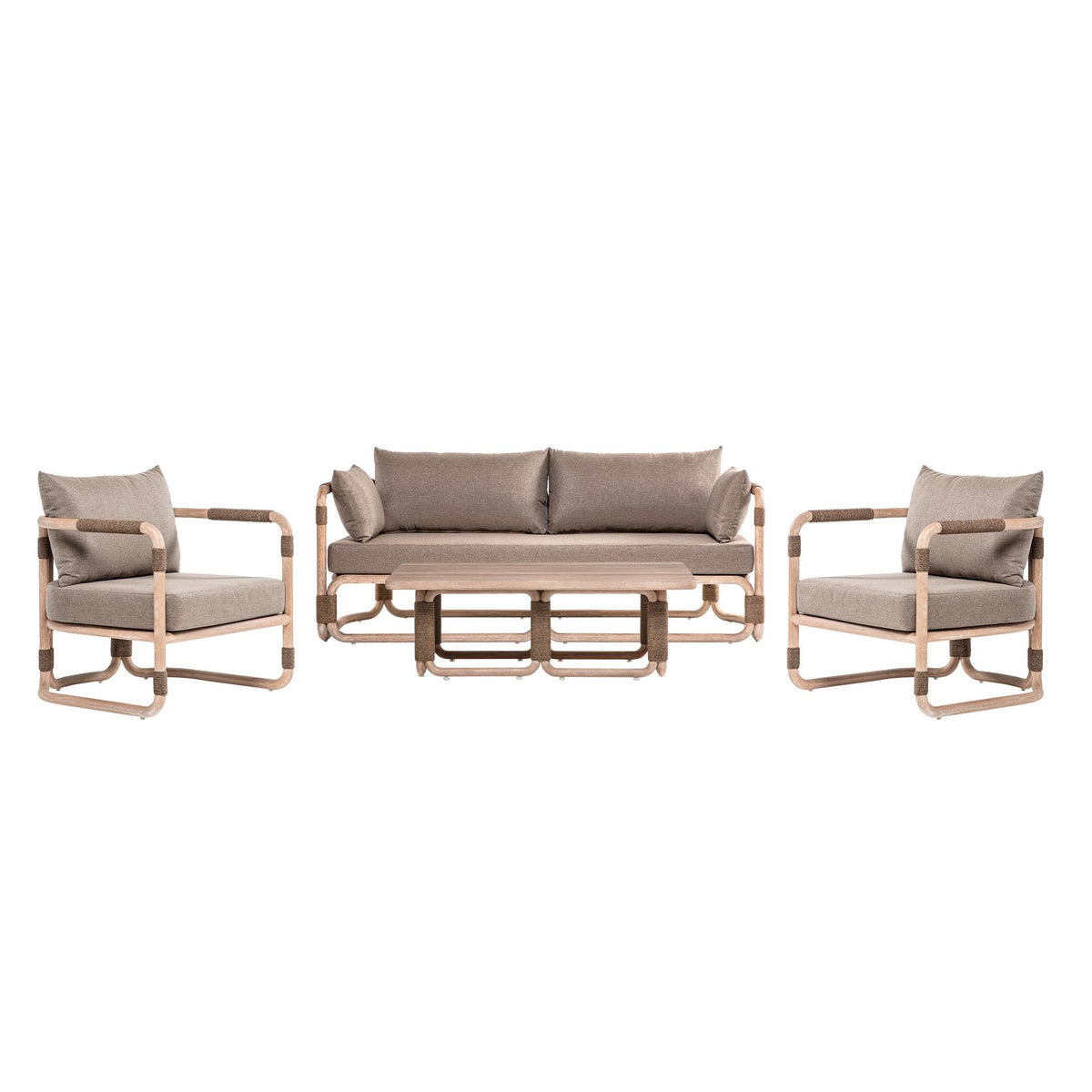 Baja - 4-Piece Outdoor Conversation Set With Cushions - Brown Eucalyptus