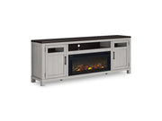 Darborn - 88" TV Stand With Electric Infrared Fireplace Insert - Gray / Brown