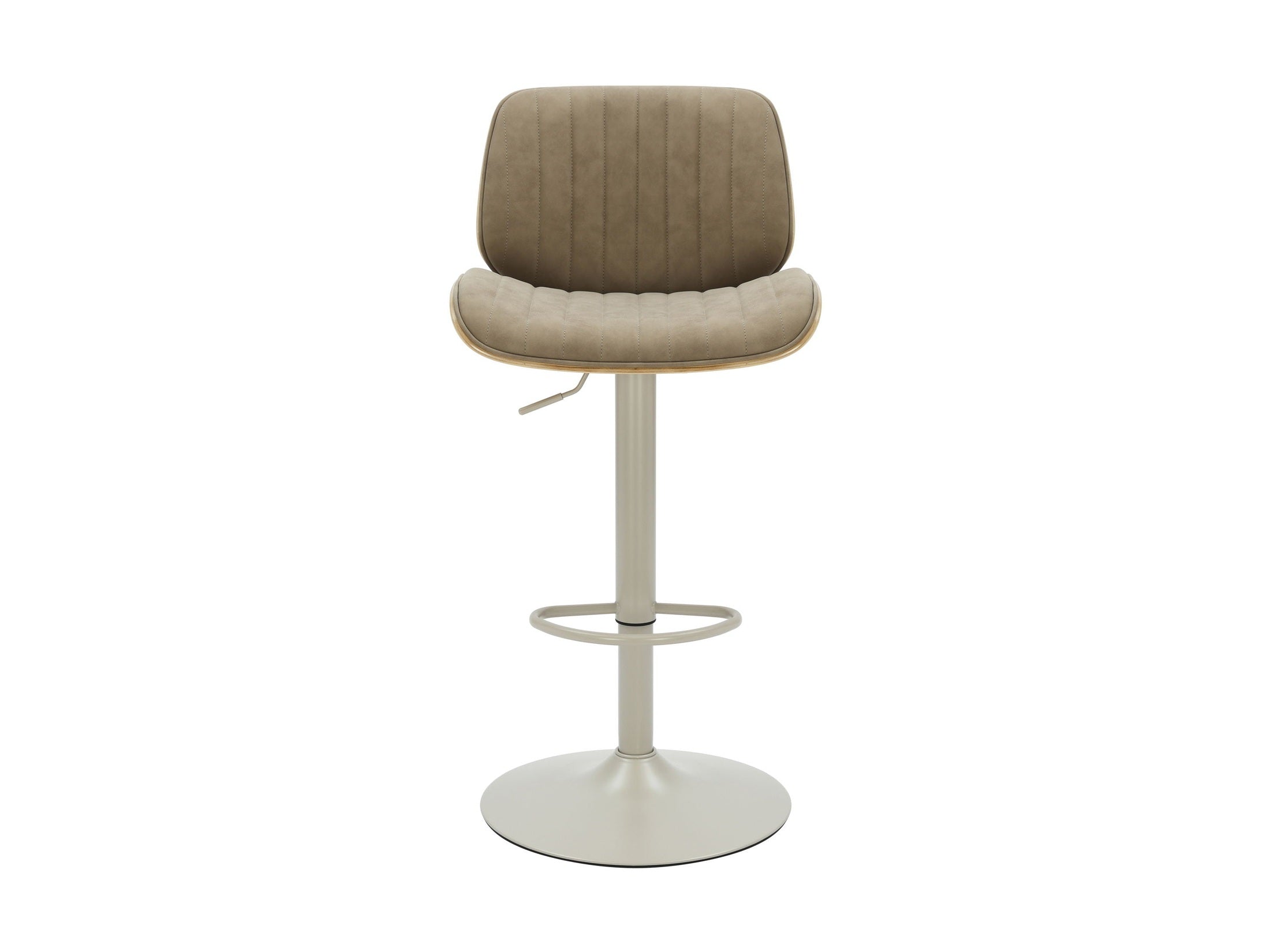 Brock - Adjustable Swivel Curved Back Wood Bar Stool With Faux Leather Seat