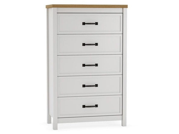 Kerisden - Five Drawer Chest - White / Brown