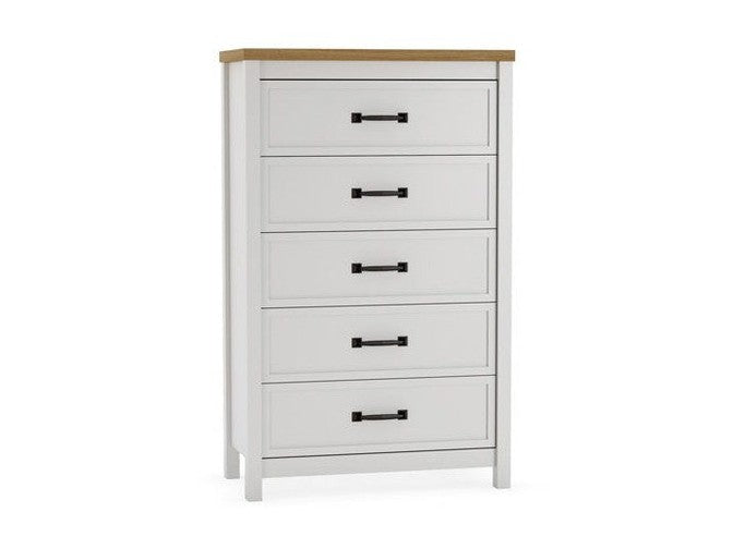 Kerisden - Five Drawer Chest - White / Brown