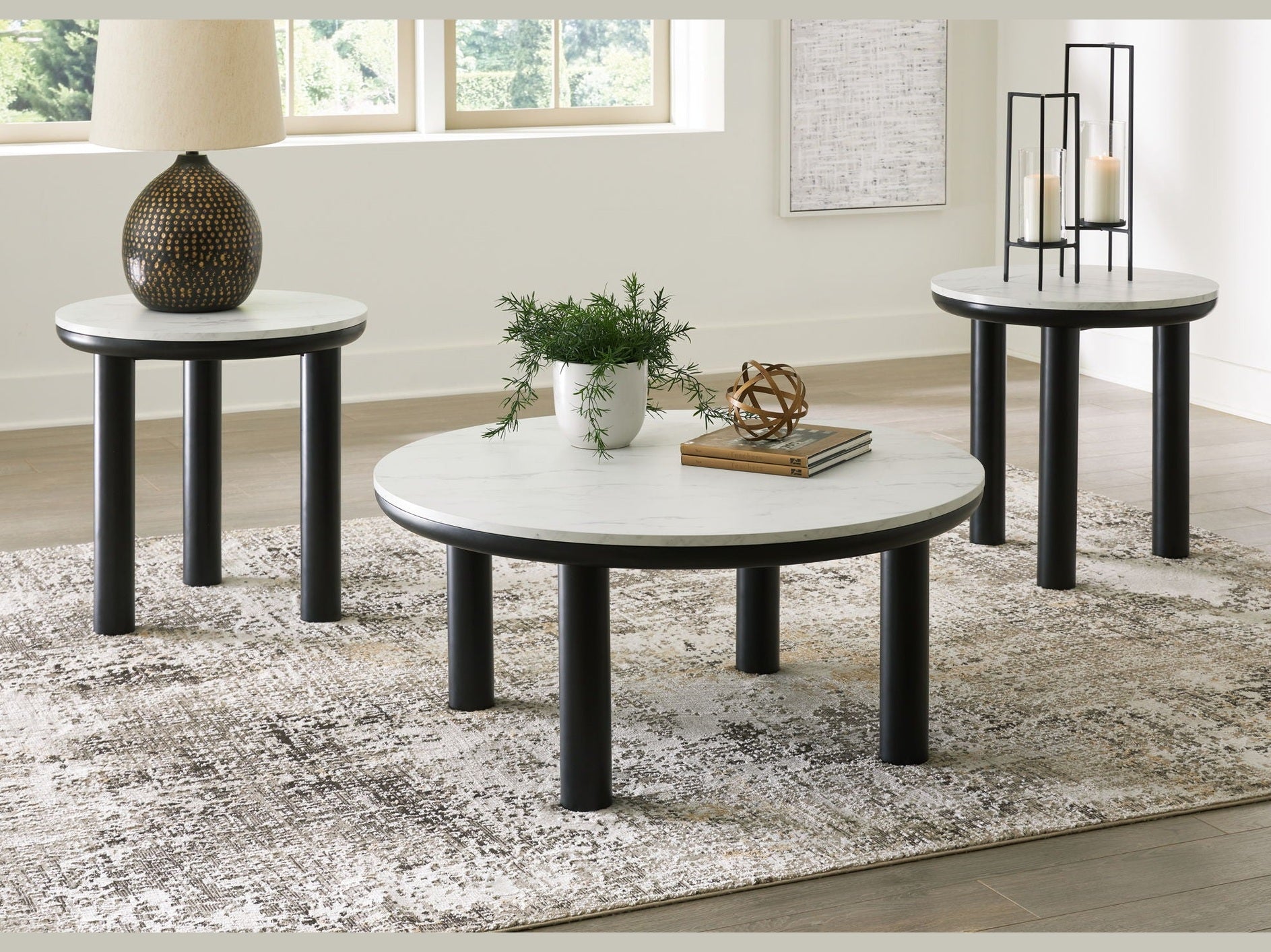 Xandrum - Occasional Table Set (Set of 3) - Black / White