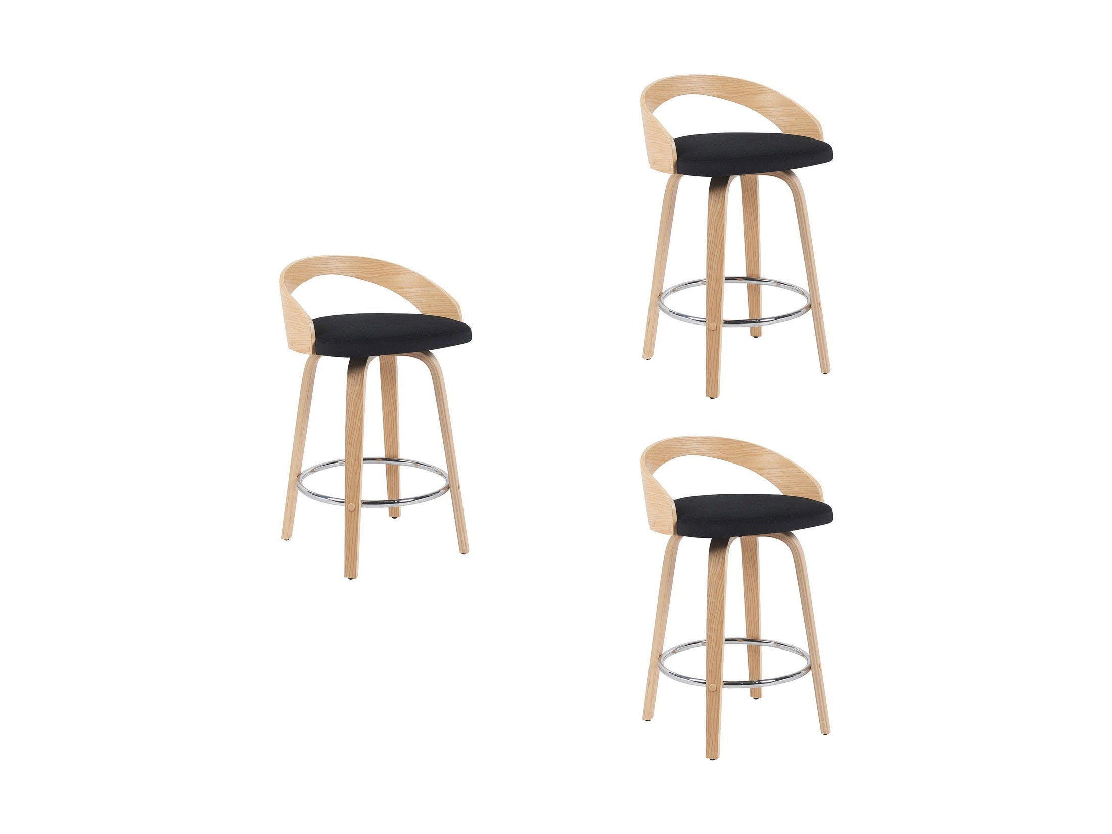 Sonia - Modern Swivel Counter Height Bar Stool - Patterned Oak Wood Finish