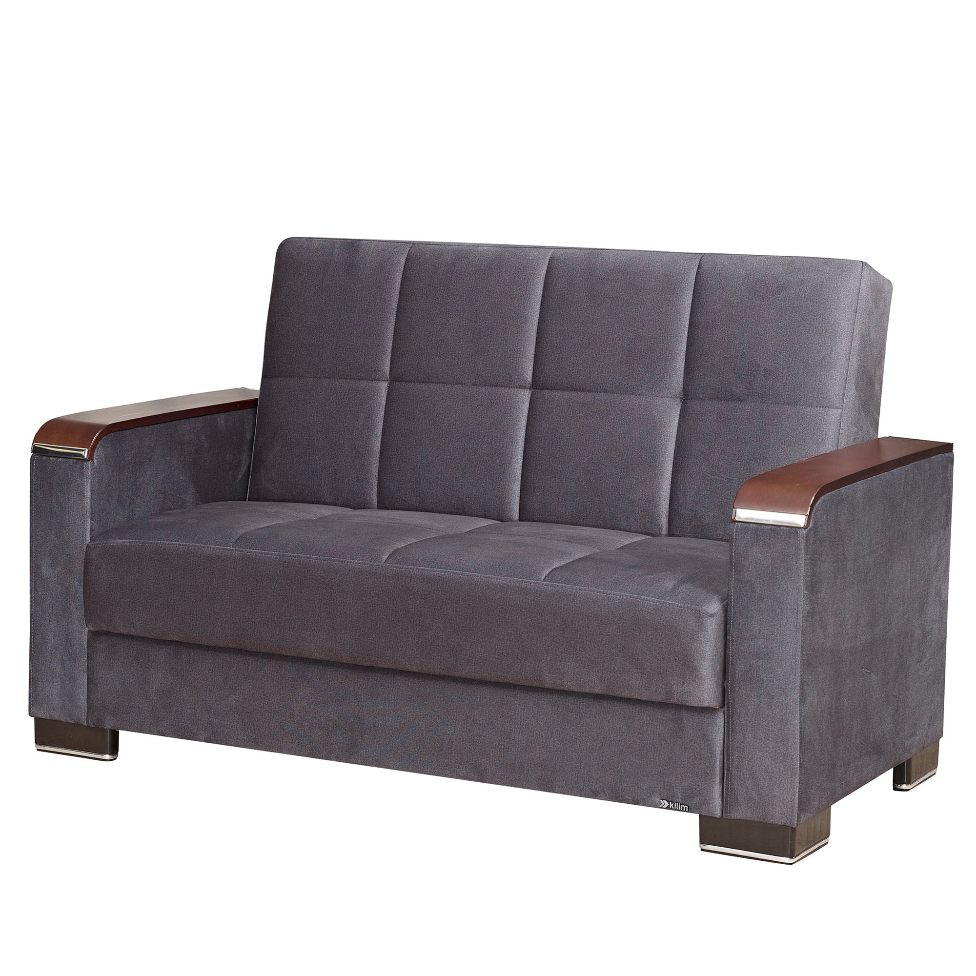 Ottomanson Armada X - Upholstered Convertible Wood Trimmed Loveseat With Storage - Microfiber