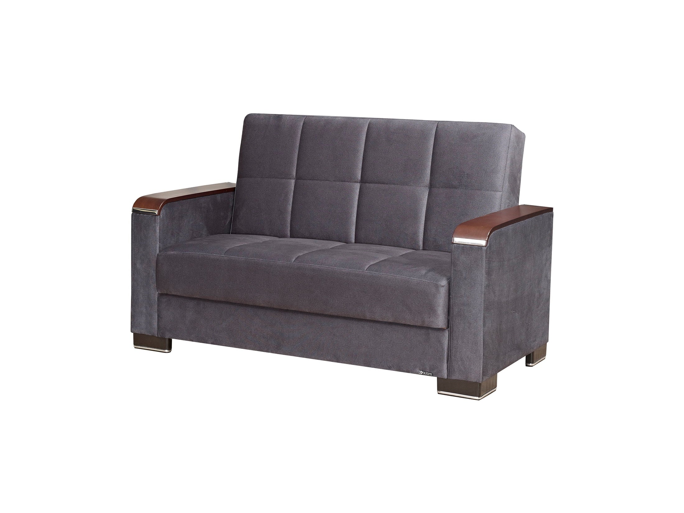 Ottomanson Armada X - Upholstered Convertible Wood Trimmed Loveseat With Storage - Microfiber