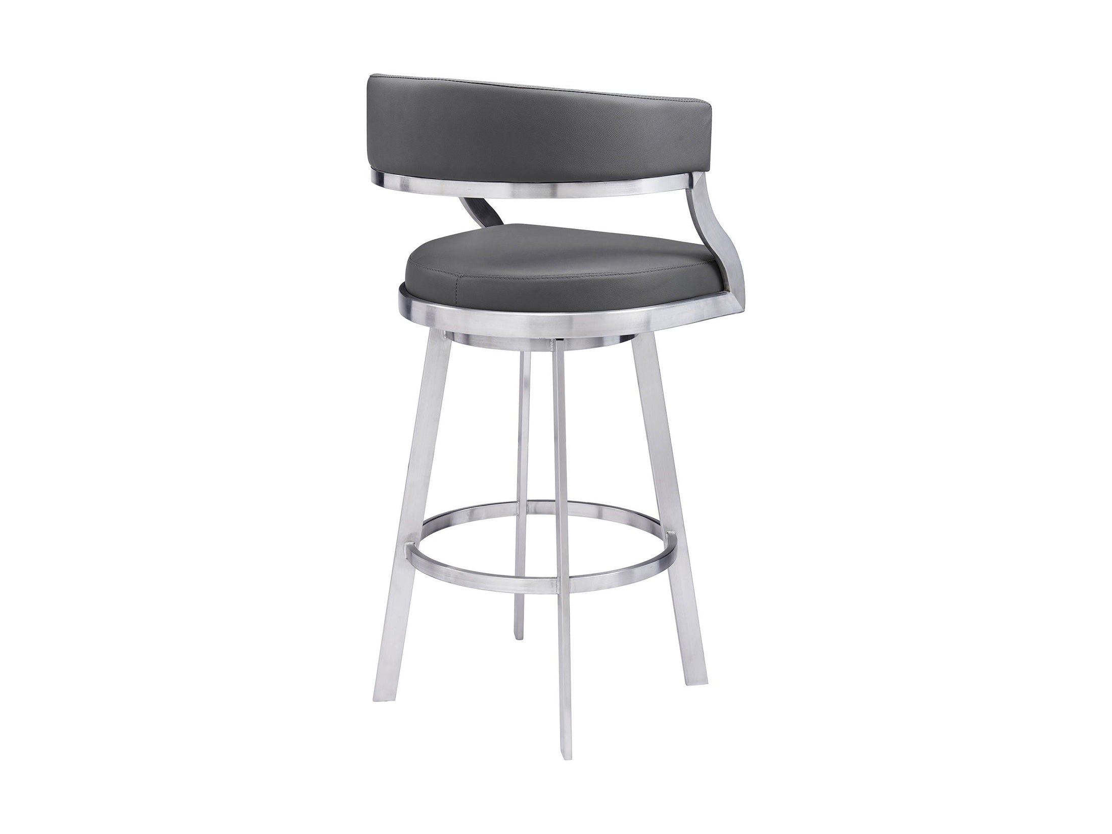 Dione - Swivel Faux Leather And Brushed Stainless Steel Bar Stool