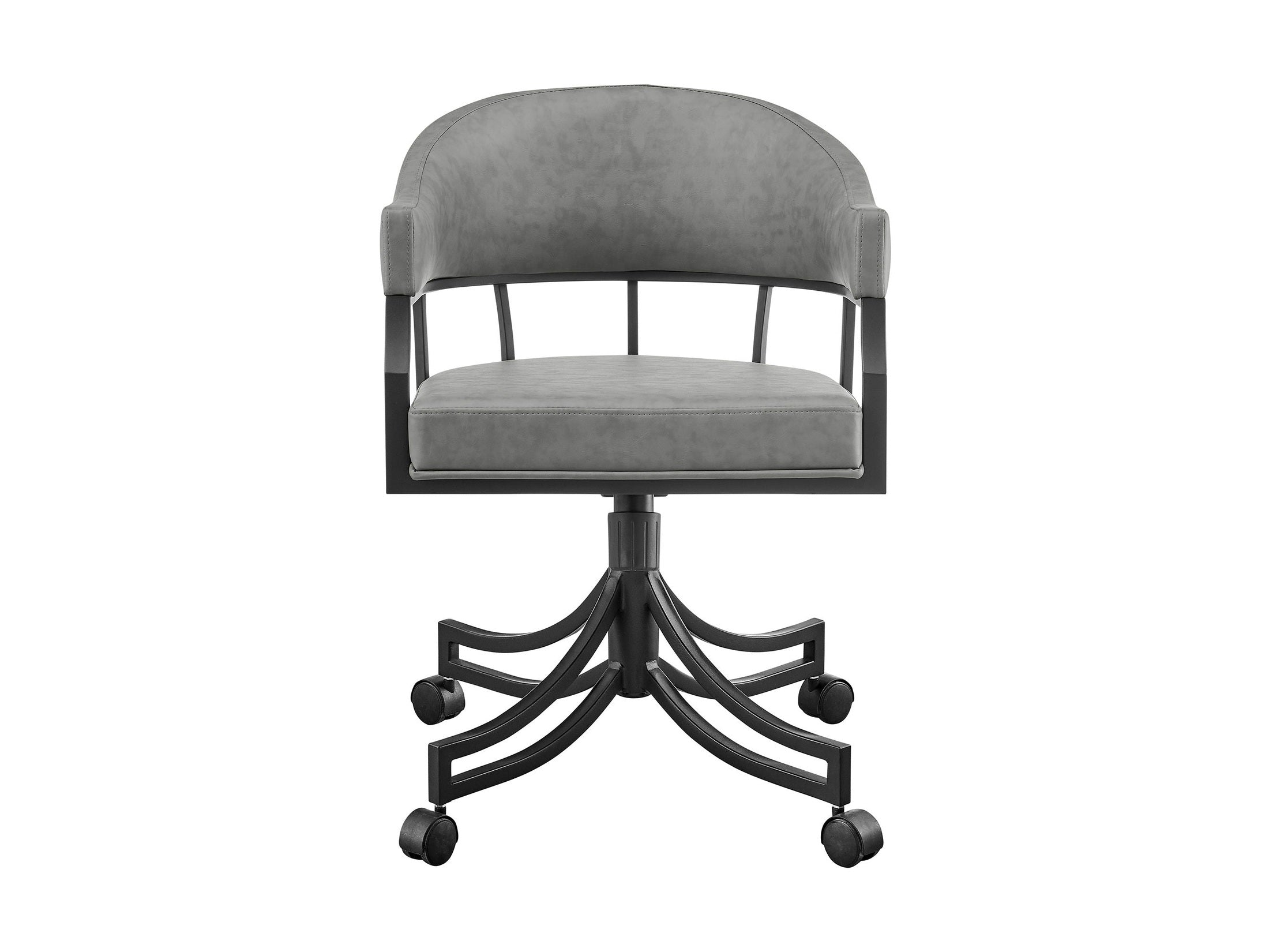 Tibet - Swivel Rolling Dining Chair - Matte Black / Vintage Gray