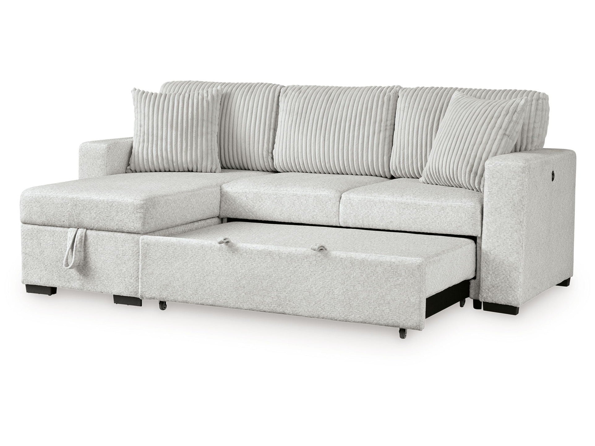 Poppleton - 2-Piece Sectional With Pop Up Sleeper And LAF Corner Chaise - Alloy