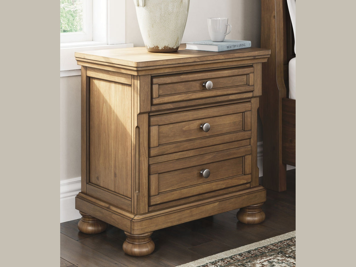 Feddinger - Two Drawer Night Stand - Medium Brown