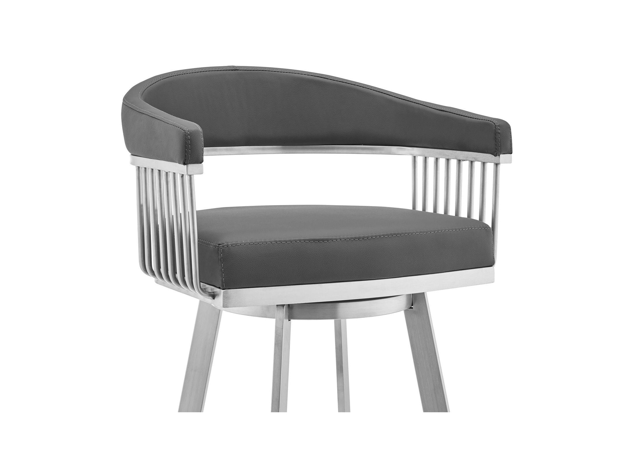Bronson - Faux Leather And Brushed Stainless Steel Swivel Bar Stool