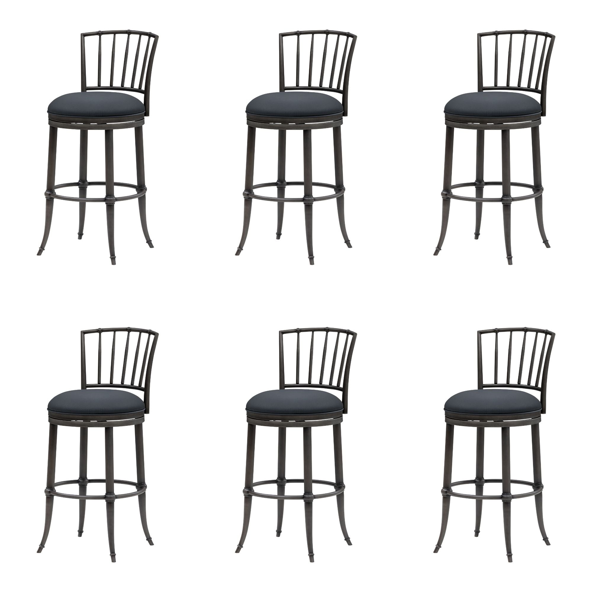 Vince - Commercial Grade Steel Frame Faux Leather Upholstered Swivel Bar Height Barstool