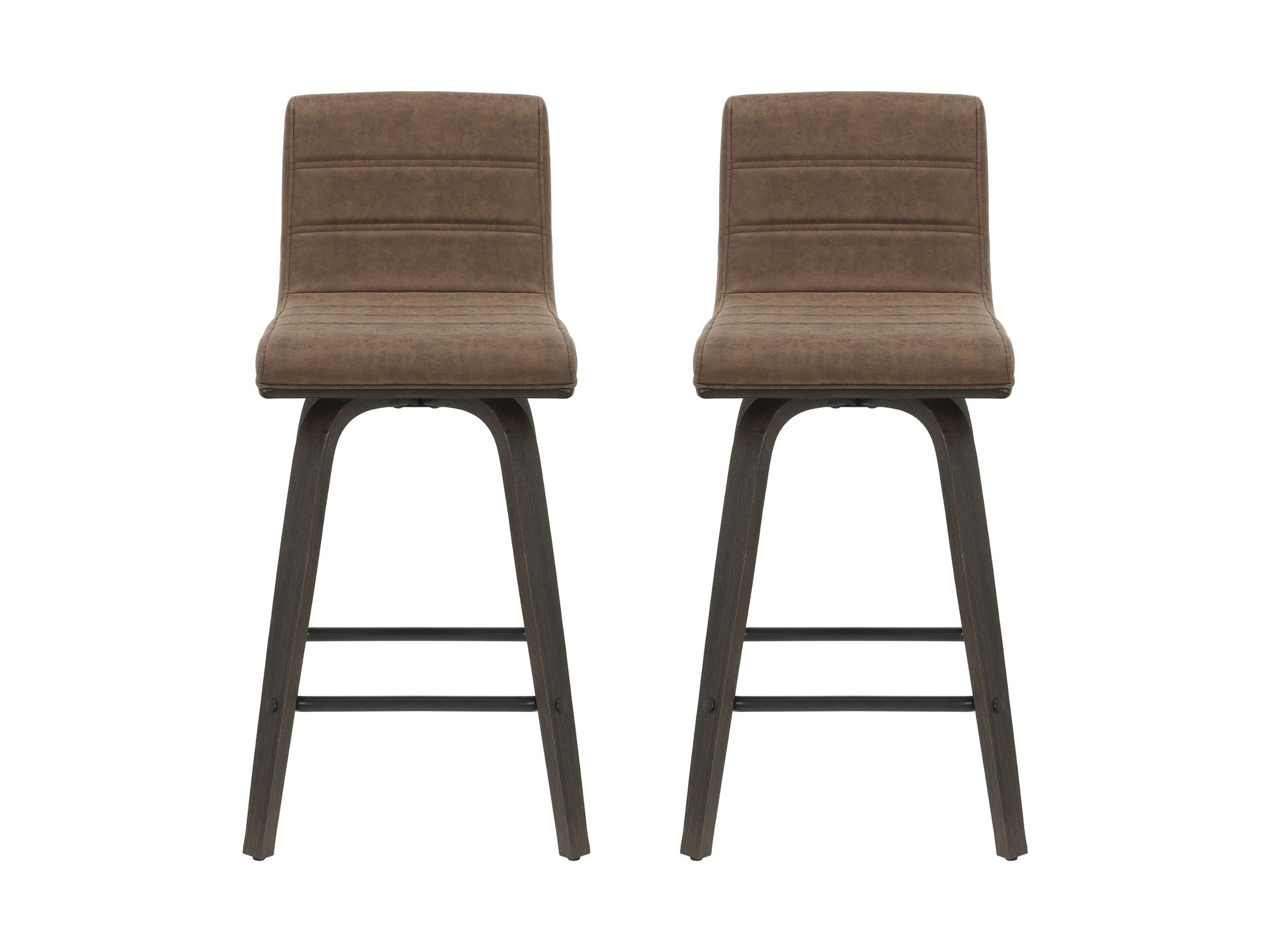 Vienna - 35.5" Swivel Counter Height Square Back Wood Bar Stool With Faux Leather Seat