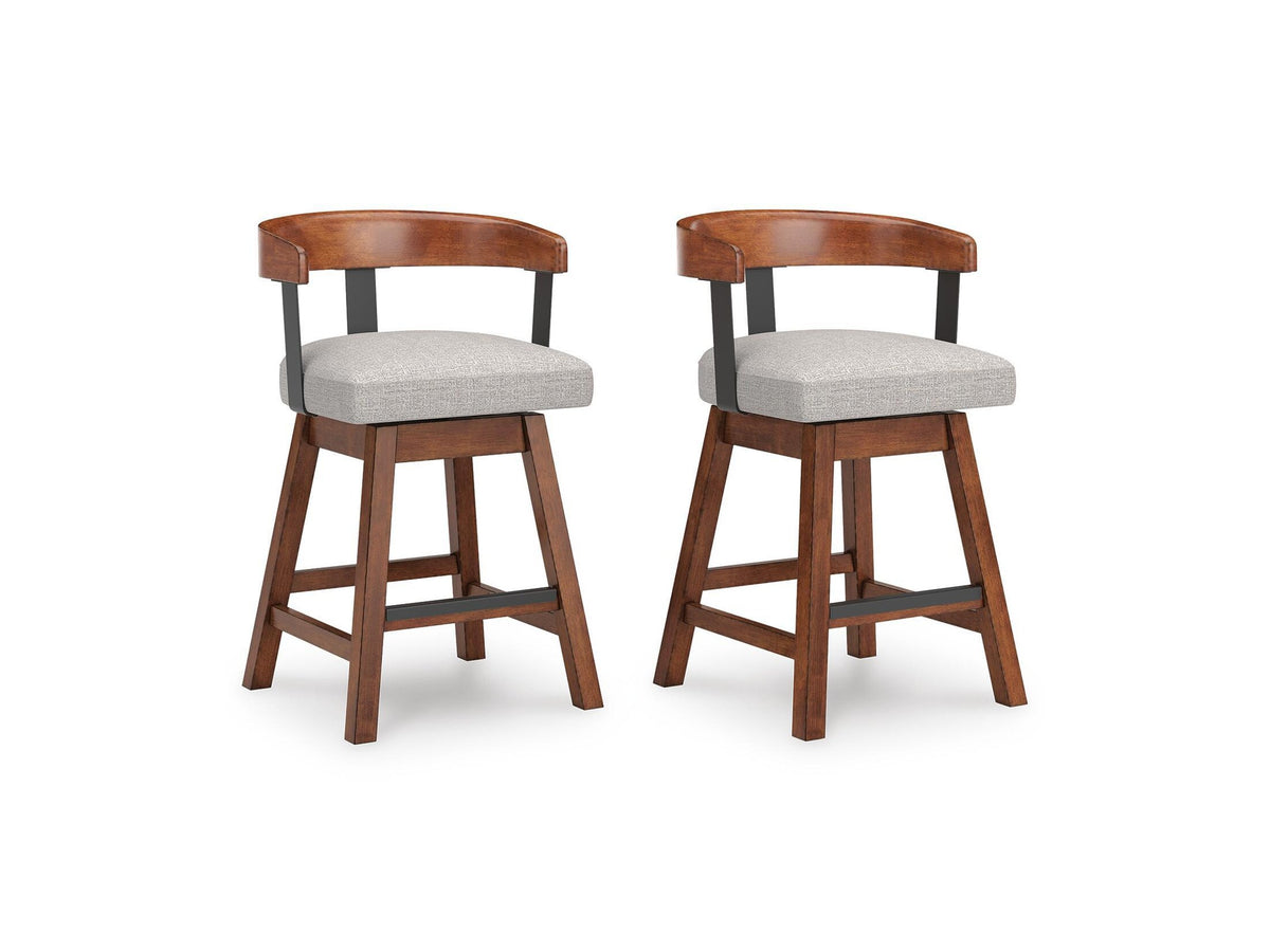 Ralene - Upholstered Swivel Barstool (Set of 2) - Medium Brown