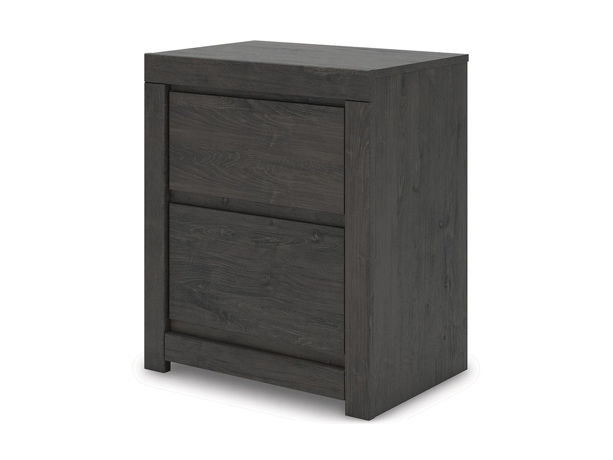 Fraluna - Two Drawer Night Stand - Charcoal