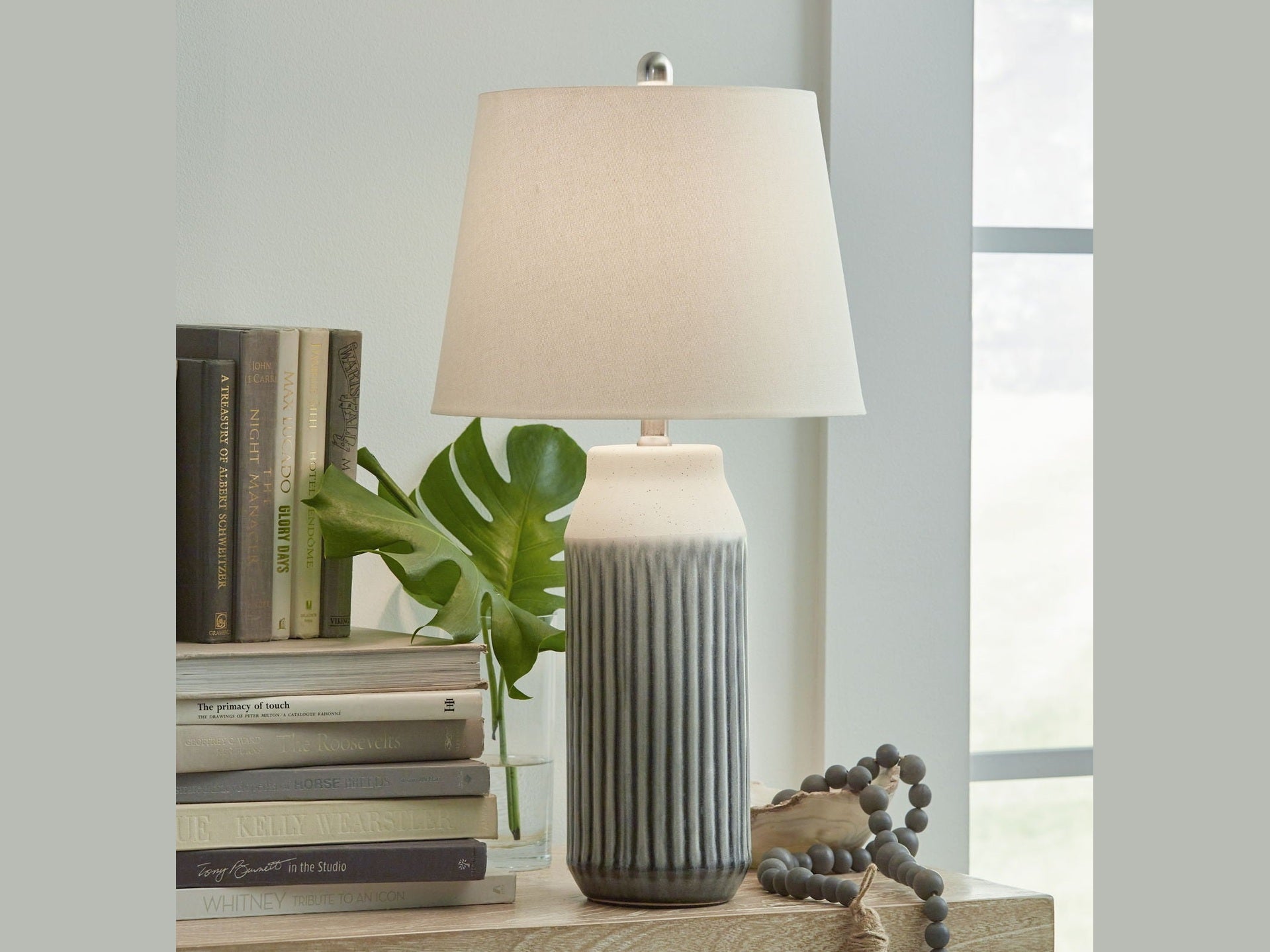 Afener - Ceramic Table Lamp (Set of 2) - Blue / Beige