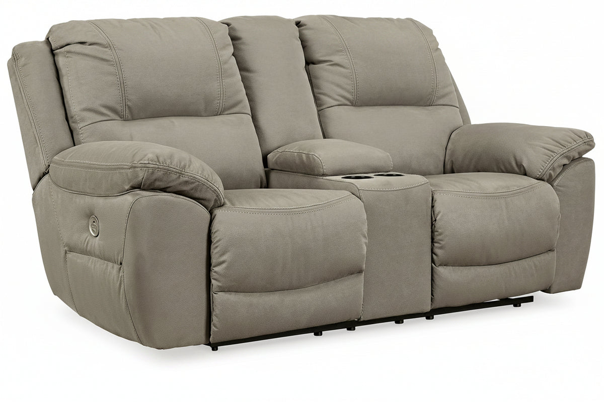 Gray reclining sofa on a white background