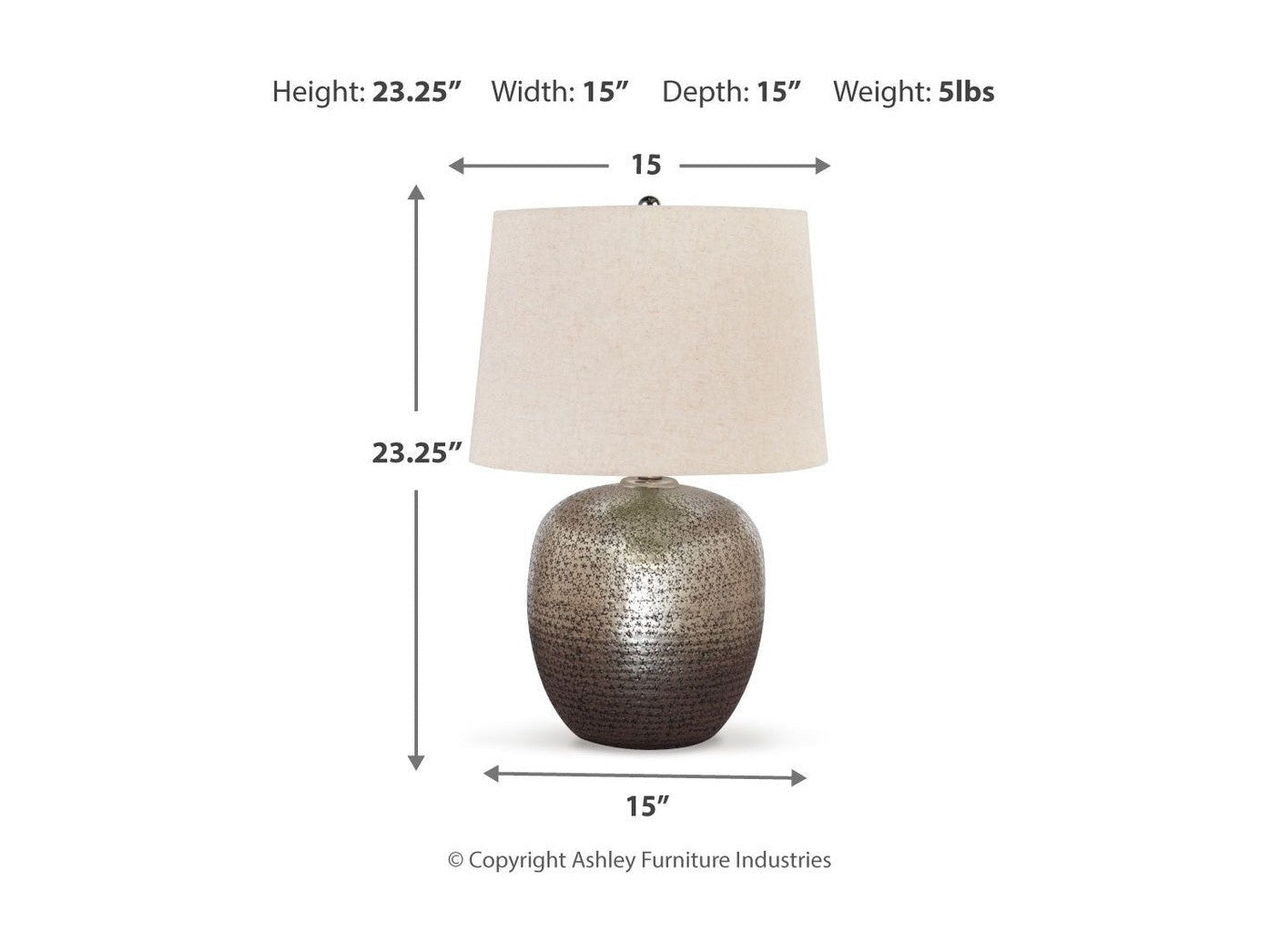 Magalie - Metal Table Lamp  - Antique Silver Finish
