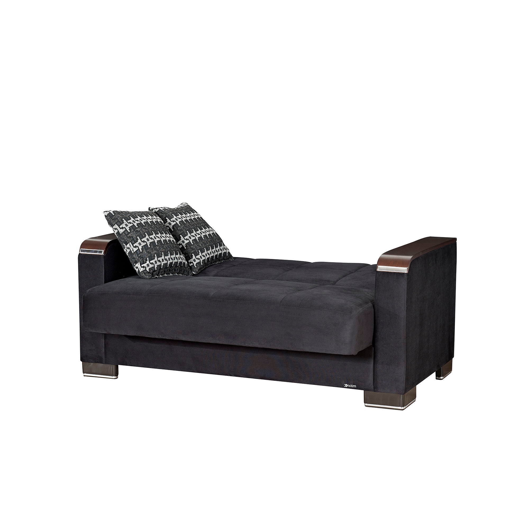 Ottomanson Armada X - Upholstered Convertible Wood Trimmed Loveseat With Storage - Microfiber